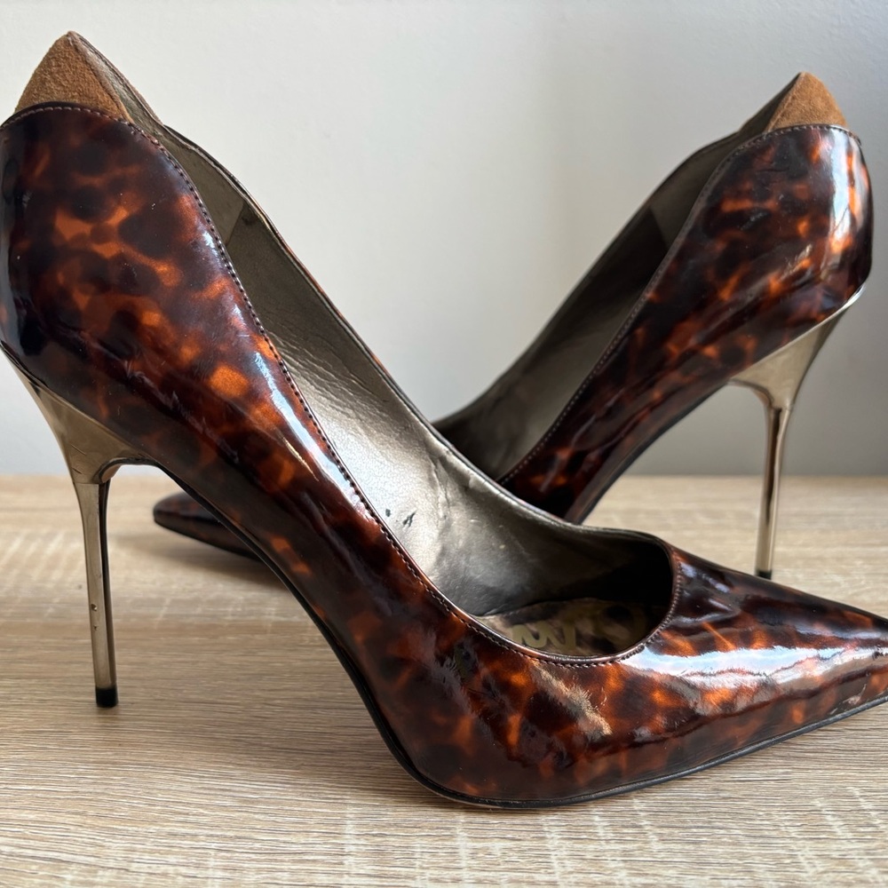 Sam Edelman Tortoiseshell Patent Pointed Toe Pumps
